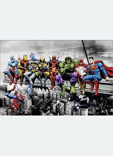 Superheroes Lunch on a Skyscraper